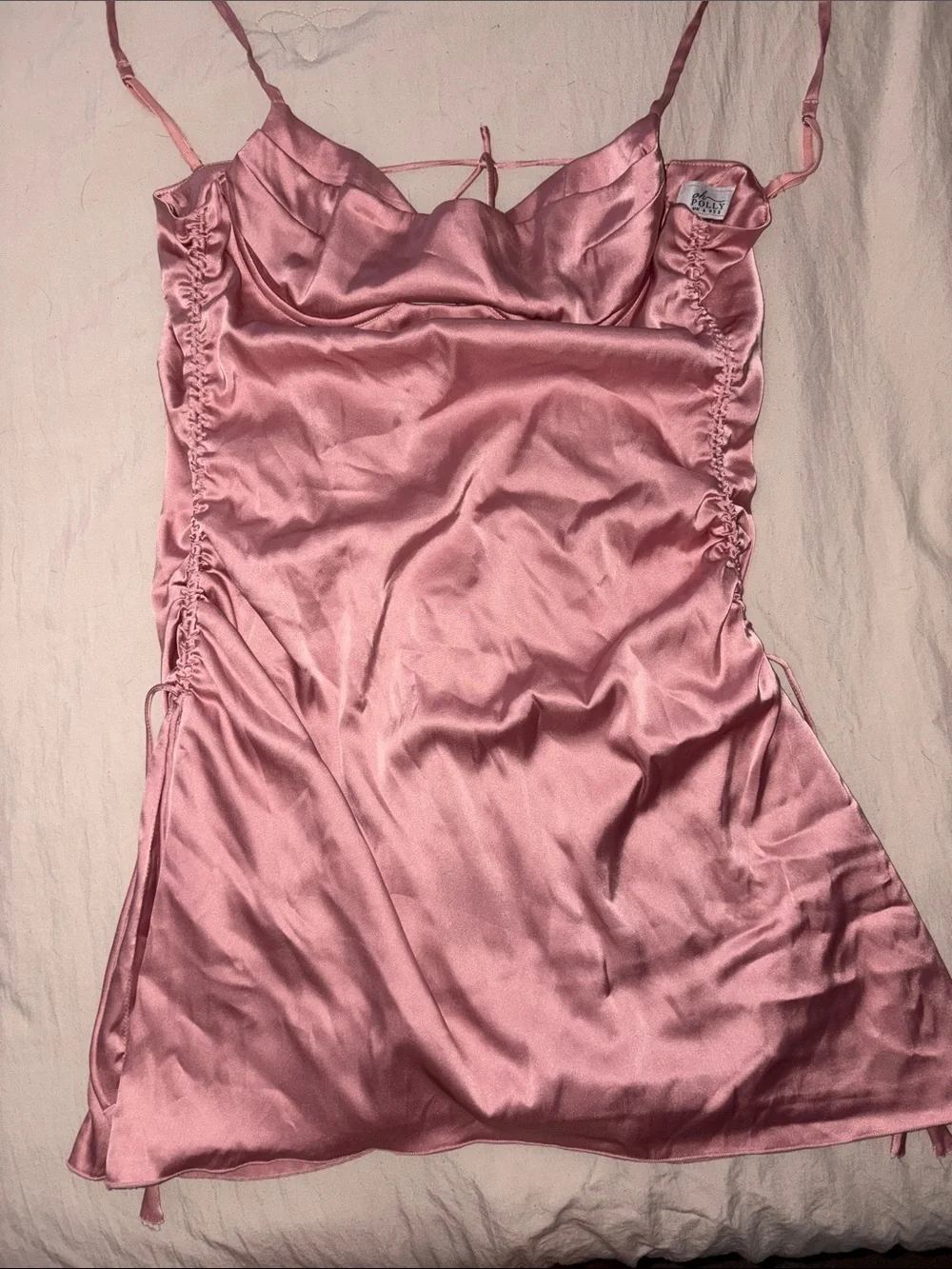 Oh Polly Pink Satin Mini Dress